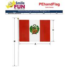 Bandera de Perú, MXPHN-000, 1Pza, Perú, 14x21cm, Tela Poliéster, Asta Plástico. - Multicolor - Ver 5