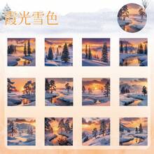 Giấy thủ công chủ đề phong cảnh mùa đông, 24 tờ/hộp, giấy trang trí DIY cổ điển không dính, quà tặng ngày lễ, đồ dùng làm tranh ghép thủ công, văn phòng phẩm sáng tạo cho sổ lưu niệm và trường học. - 4. Băng và tuyết ở vùng núi cao - Xem 18