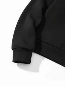 1pc Girls Hooded Zip-Up Sweatshirt, Children Casual Sports Jacket, Autumn/Winter - Black - View 4