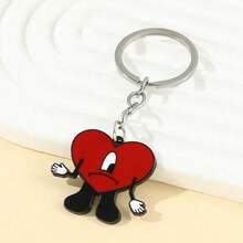 1pc Keychain Cosplay Singer Bad Rabbit Red Heart Pendant Keyrings Cute Jewelry Accessories For Fan Gifts - A - 查看 4