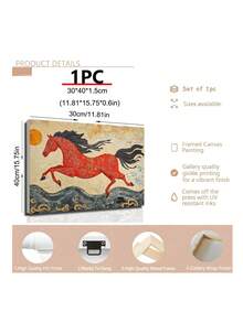 1 buc Cal de Foc Artă Populară Antică, Pictură Modernă cu Zodiac Chinezesc, Decor Ecvestru, Cadoul Ideal pentru Prieteni, Imprimeu de Artă pentru Dormitor, Decor pentru Living, Decor pentru Birou, Decor pentru Bucătărie, Decor pentru Baie, Artă Murală, Decor de Perete, Decor pentru Casă, Decor pentru Cameră, Artă Murală pe Pânză, Postere, Artă Murală cu Ramă, Ramă Opțională - A - Vizualizare 6