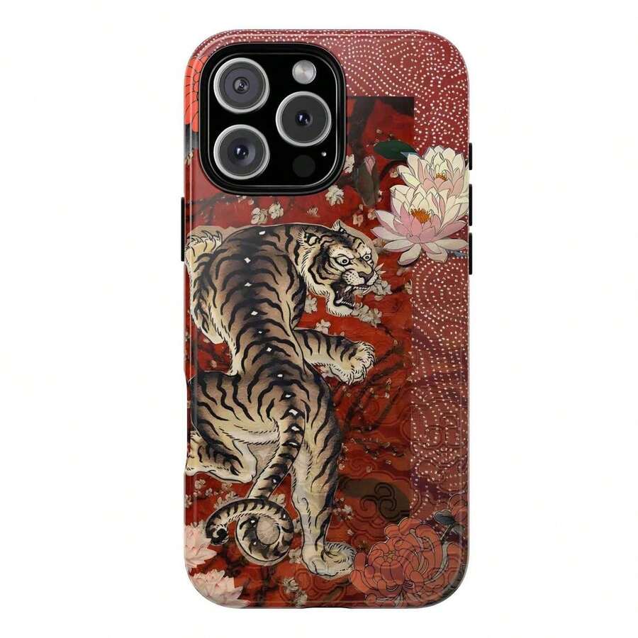 Vintage Tigers Phone, Cute Tiger Collage, Japanese Traditional Art Print Big  S21/S22/23/S24 Fe S24 Plus/S25UltraGalaxy S21/S22/23/S24 Fe S24 Plus/S25Ultra - #2 - 查看 1