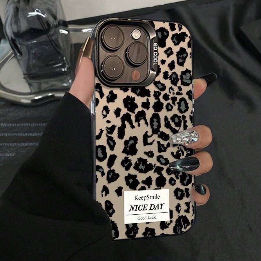 Coque de téléphone imprimé léopard noir compatible avec iPhone 14 15 16 Pro Max XS XR 11 11 Pro Max 12 Pro Max - Noir - Voir 1