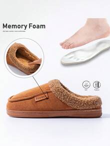 Pmoiste Dép đi trong nhà ấm áp, mềm mại, lót lông cừu và mút hoạt tính, đế TPR, màu nâu ấm áp dành cho nam giới, thích hợp cho mùa đông. - Lạc đà - Xem 4