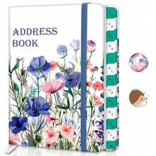 Adressbuch Kleines Taschenformat Hardcover mit Registerkarten, Telefon-Adressbuch 288+ Adressplatz für Internet Website Adresse Kontakte Passwort Organizer,Blume - Blume - Übersicht 1