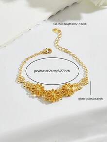 18K镀金复古优雅方形女士手链，高端铜材质，适合尼日利亚、迪拜、中东、沙特阿拉伯等地佩戴，可用于婚礼、日常佩戴、周年纪念、万圣节等场合。 - PSL-052 - 查看 3