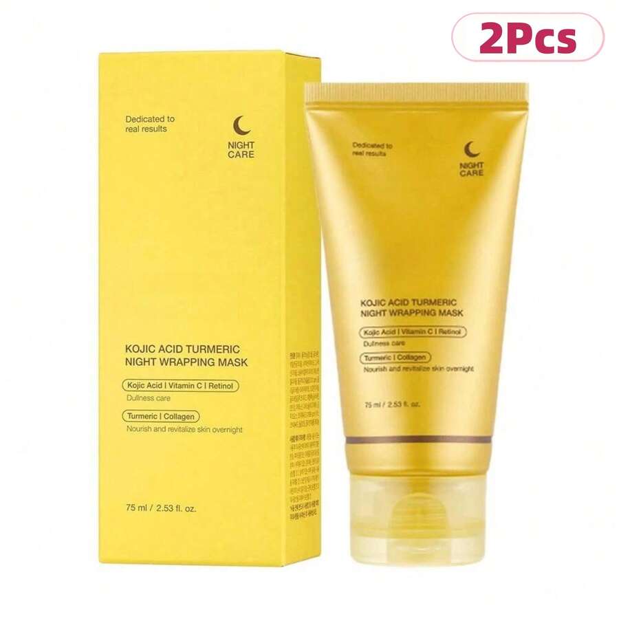 2-Pack Kojic Acid & Turmeric Vitamin C Overnight Peel Off Facial Peel, Brightening & Anti-Stress Korean Skin Care For Clear Glowing Skin, 2.53 Fl.Oz, Perfect Daily Skincare & Gift For Women - Màu vàng - Xem 1