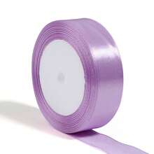 25码/卷薰衣草色缎带，纯色亮面面料，适用于DIY婚礼请柬、新娘捧花、礼品包装、派对装饰、缝纫工艺、新娘捧花配饰、婚礼装饰 - 淡紫色 - 查看 9