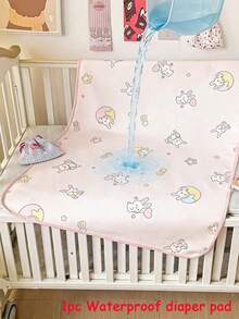1 Buah Alas Popok Motif Kartun Hewan, Lapisan Tahan Air TPU, Tahan Air dan Tahan Noda, Untuk Kereta Bayi, Kursi Mobil, dan Alas Hewan Peliharaan, Kembali ke Sekolah - MultiWarna - View 1