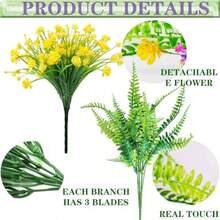 12 Piezas Bundles Mix Color Artificial Flowers UV Resistant Fake Flowers Artificial Plants Decoración de arbustos jardín Ventana Porche Cocina Colgantes Plantas Decoración - otro - Ver 3