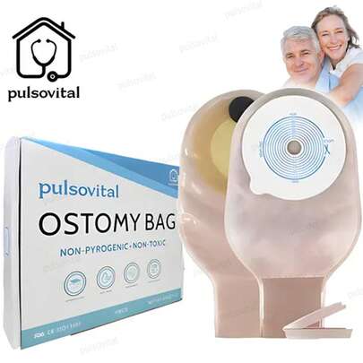 URO 30 Unidades Bolsa de Colostomía Recortable Pulsovital | Tamaño Ajustable 15-76mm | Adhesivo Hidrocoloide Anti-Fugas | Grado Médico Transparente | Caja Transparente