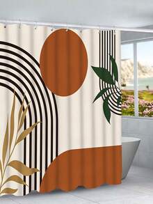 1. Bohemian Style Medieval Shower Curtain Set, Includes Toilet Seat Cover And Non-Slip Mat, Abstract Geometric Pattern 4-Piece Set\N2. Modern Minimalist Shower Curtain Set With 12 Hooks, Suitable For Bathroom - A - View 17