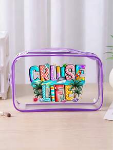 Przezroczysta torba podróżna z zamkiem błyskawicznym - z nadrukiem "cruise Life", torba do jogi, modna przezroczysta torba do przechowywania, lekki organizer z zamknięciem na zamek błyskawiczny, kompaktowa torebka dla miłośników robótek na drutach, kosmetyczka podróżna z zamkiem błyskawicznym, przezroczysta kosmetyczka i kosmetyczka dla mężczyzn/kobiet, na siłownię, na lotnisko, na plażę, w podróż, na zakupy, do codziennych dojazdów - przenośna kosmetyczka z łatwą identyfikacją, do przechowywania przedmiotów osobistych, w swobodnym stylu, zapięcie na zamek błyskawiczny - Wielokolorowe - Zobacz 8