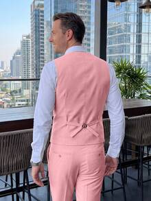 Men's Suits Tuxedo Double Breasted Blazer Dress Prom Tuxedos For Business Wedding Party Grooms 4 Pieces Set Jacket Vest & Pant & Brooch & Tie And Pocket Square - Hồng - Xem 6