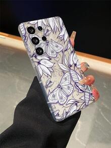 1pc Butterfly & Flower Pattern, Airbag Transparent Anti-Drop Phone Protective Case, TPU Material, Suitable As Holiday Gift For Both Men And Women, Compatible With Samsung Phones - Multicolor - View 4