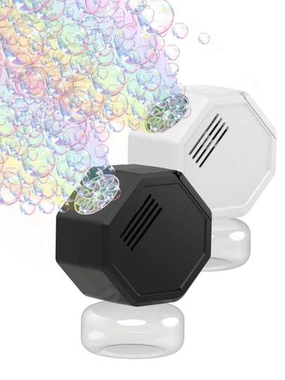 Máquina de burbujas portátil y automática para niños - Máquina de burbujas densas - Soplador de burbujas eléctrico con luces - Opciones de color simple en blanco y negro - Adecuado como regalo de cumpleaños para niños y niñas (Baterías y solución de burbujas no incluidas)