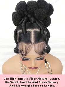 Bantu Knotless Braided Wigs Synthetic Full Lace Wig Lace Box Braided Wig Buns Wig Full Lace Braids Wig African Braiding Hair Wig For Women - Black - View 1