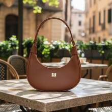 Women's Half Moon Tote Shoulder Bag Small Sophisticated - 鏽棕色 - 查看 2