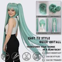 باروكة أنيقة على طراز لوليتا الجوتية، شعر اصطناعي مقاوم للحرارة باللون الذهبي والأزرق والفضي والوردي والأخضر والبنفسجي، باروكة أنيقة وجميلة على طراز الأميرة، قصيرة بقصة جانبية، مع ذيل شعر طويل قابل للفصل، مناسبة للارتداء اليومي والحفلات والمناسبات والكريسماس ورأس السنة - متعدد الألوان - مشاهدة 8