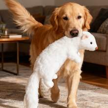 fgofoc Muñeco de peluche interactivo con chillido para entrenamiento de mascotas, adecuado para todas las razas de perros, material de doble capa con chirrido, aplicable para gatos y perros - Blanco - Ver 6