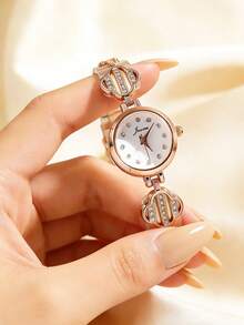 1pc Women's Fashion Minimalist Watch, Gift For Birthday, Anniversary, Thanksgiving, Cyber Monday, Halloween And Other Holidays, Excluding Gift Box - Rose Gold - View 3