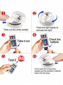 Luz LED sumergible mini con control remoto, vela de té pequeña sumergible, luz decorativa a prueba de agua RGB multicolor sin llama, a batería, para decoración de florero, piscina, estanque - Multicolor - Ver 9