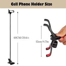 Cell Phone Holder,Lazy Bracket, 360-Degree Rotating Universal Flexible Long Arms Clip Mount Gooseneck Phones Stand For Bed Flexible Arm Adjustable Mount Clamp On Desk Bedframe (Black) - màu đen - Xem 5