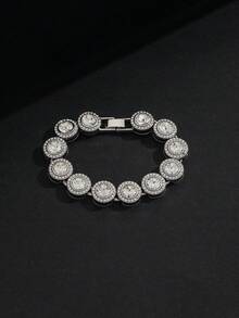 Fully Iced-Out Round Pendant Necklace, Street Style Choker Necklace For Men, Personalized Rhinestone Necklace - Hip-hop Rhinestone Cuban Chain Necklace - View 8