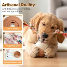 Interactive Dog Ball Smart Interactive Dog Toys For Boredom Automatic Active Rolling Ball With Tail For Dogs And Cats Recordable Self Moving Pet Toy With Chew Ropes For Puppy/Small/Medium - Beige - View 2