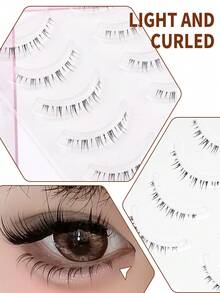 5 Pairs Lower Eyelashes Transparent Stem Natural Look Manga Eyelashes Japanese Makeup Anime False Eyelashes Makeup Tool Strip Lashes, Lashes, Eyelashes, Fake Lashes - Natural Lashes - View 5