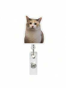 1pc Expandable Acrylic Cat Expression ID Card Holder Keychain, Suitable For Doctors/Nurses, Students, Back To School - Multicolor - View 8