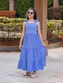 TRES MARIAS LONG STRAP DRESS FOR CHILDREN/ YOUTHS/ GIRLS - Azul - Ver 4