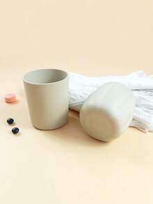 1pc Infant/Toddler Apricot Plain Silicone Large Capacity Spill-Proof Drinking Cup, Suitable For Daily Hydration - Apricot - View 6