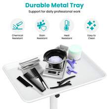 Aluminum Salon Tray On Wheels For Salon Essentials, Adjustable Height Provides Ample Storage For Hairstylist Tray, Tattoo Tray And Clinic Tray Use - White - View 5