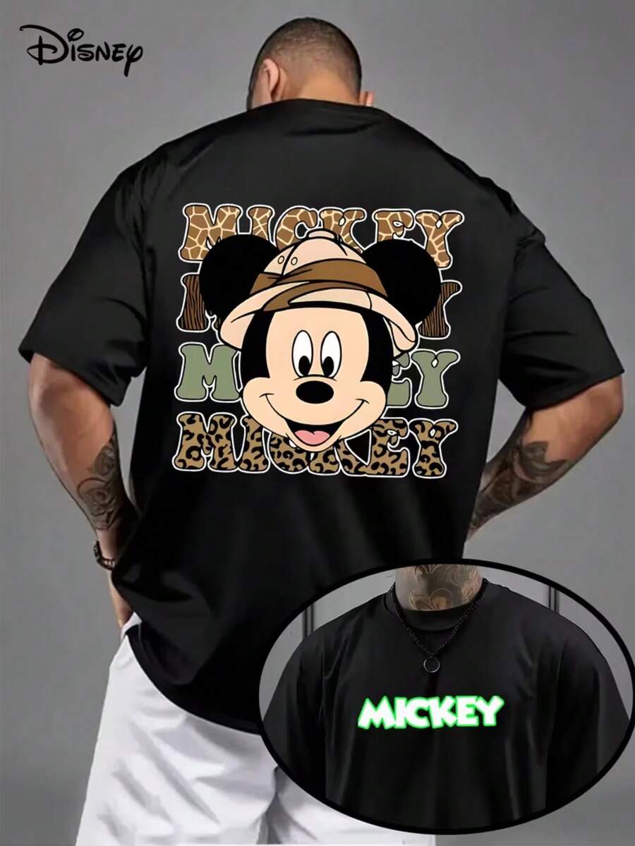 Disney Mickey Mouse, Disney Authorized 1 Fashion Cartoon Short Sleeve Design, Disney Cartoon Short Sleeve, Disney Men's Short Sleeve. - 黑色 - 查看 1