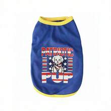 Pet Minimalist Sleeveless Vest, Breathable & Anti-Shedding Cat/Dog Clothes, Street Style American Design, Suitable For Spring/Summer - Blue - View 10