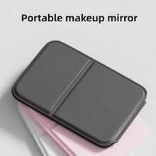 Simple Framed Foldable Makeup Mirror – Perfect For Dorm Rooms, Desks, And Travel – Light Pink/Beige, Polished Glass Edges, Ideal For Vanity Tables. - 黑色 - 查看 4