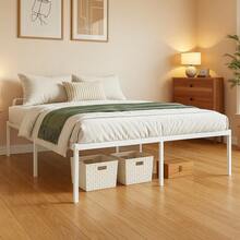 SHA CERLIN Twin/Full/Queen/King Size Bed Frame, White, 18 In Metal Platform Bed With Heavy Duty Steel Slat Support, Under-Bed Storage Space, No Box Spring Needed, Easy Assembly, Stable Structure, 800 LB Weight Capacity - 18 Inch-white - View 4