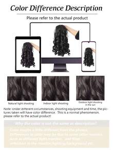 16 Inch Black Deep Wave Curly Synthetic Hair Extension, Fluffy Roman Roll Drawstring Ponytail,Drawstring Ponytail Clip-In, Suitable For Women Party And Daily Wear - Black - View 8