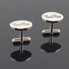 1 paire de boutons de manchette en cuivre à motif géométrique, série mariage printemps/automne, convient pour le marié, le beau-père, la belle-mère, les frères et sœurs, accessoires pour manchettes de chemise française - Argent - Voir 10