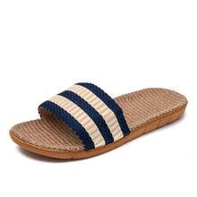 Men's Linen Slippers, Lightweight Non-Slip Indoor Slippers For Bedroom, Summer - Blue - View 9