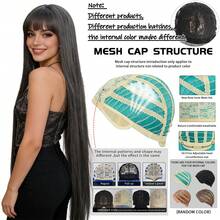 46英寸/120厘米通用动漫角色扮演假发，带刘海，超长柔顺直发，耐热合成纤维，长刘海，男女皆宜，多种颜色可选（黑色、棕色、白色、银白色、银灰色、灰色），舒适时尚，用途广泛，适合日常、派对、嘉年华、音乐会、度假、摄影、生日、圣诞节等场合，亦可作为装饰礼物。 - 彩色 - 查看 10