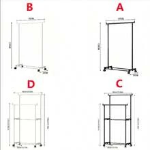 Perchero de pie móvil, perchero de ropa de uso doméstico con ruedas, estantería de almacenamiento, secadora, de pie para interiores, dormitorio, barra sencilla, barra doble, retráctil, perchero móvil para ropa y sombreros, adecuado para habitación, balcón, dormitorio, sala de estar, estantería de almacenamiento de varios niveles - Multicolor 1 - Ver 10