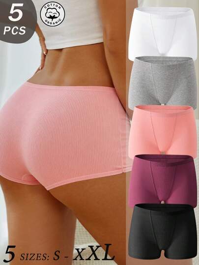 Bộ 5 món gồm quần short cotton cạp cao không đường may dành cho nữ, quần dài nữ, quần boxer nữ, quần short đạp xe nữ, dây đeo eo nữ, đồ lót gợi cảm nâng mông, quần short yoga.