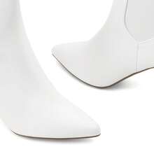 DREAM PAIRS Women's Pointed Toe Stiletto High Heel Ankle Booties - Kizzy-1White/Pu - View 8