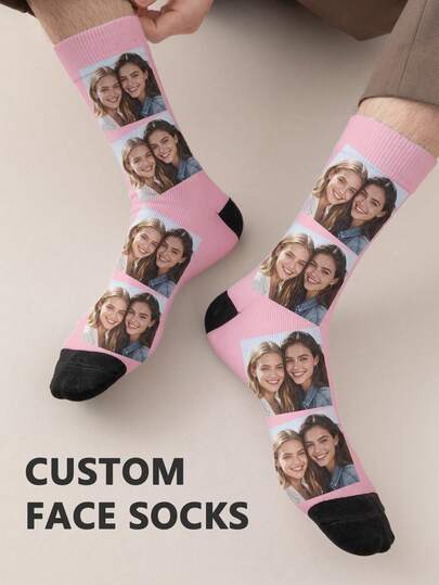 1 par de calcetines de tubo medio personalizados para niños, con cualquier cara que se desee, para niños y niñas, calcetines personalizados con fotos, diseños de imágenes personalizadas e interesantes con calcetines de longitud media a larga, adecuados para el Día de San Valentín, cumpleaños, regalos y otras ocasiones, personalizados, divertidos, ricos y coloridos, diseño creativo de anime y dibujos animados, regalos navideños