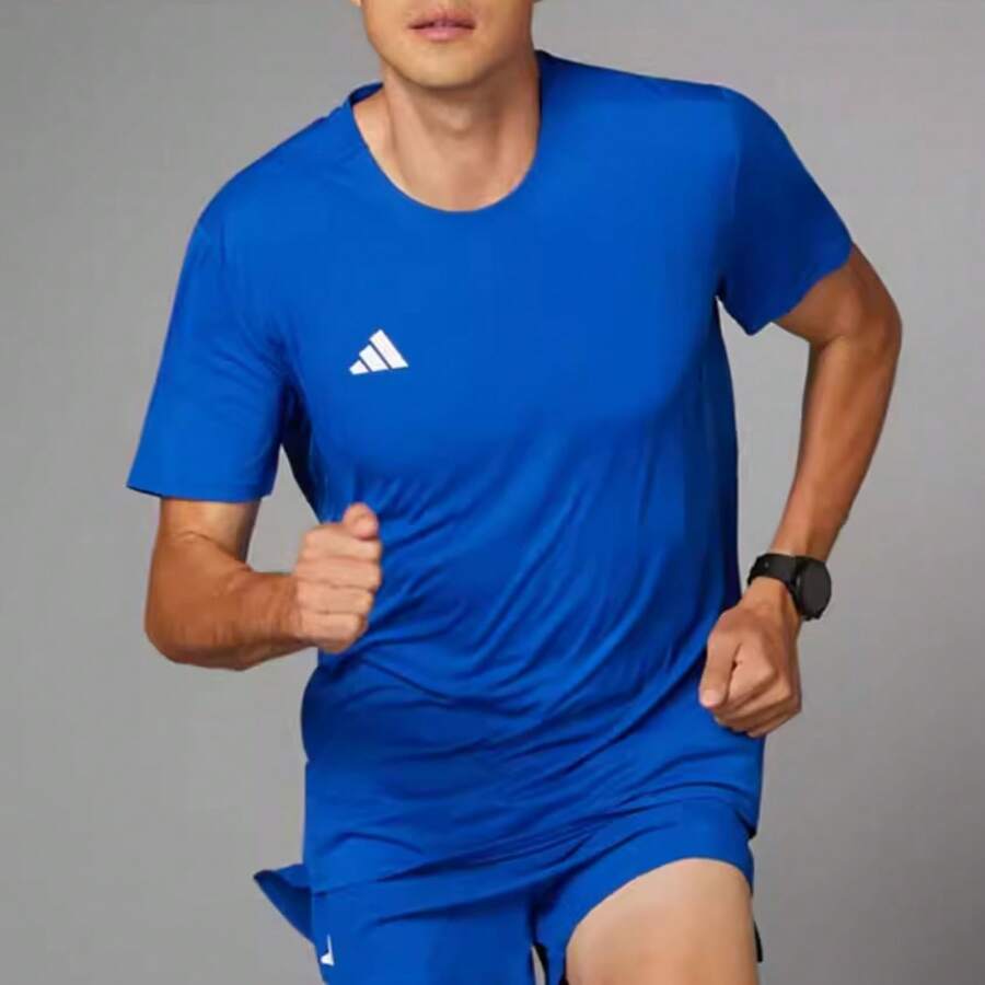 Adidas Men's Breathable Crew Neck Quick-Dry Casual T-Shirt - Blue - View 1