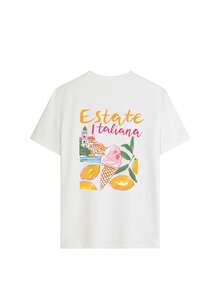 3 Stücke/Set Sommer Neue Einfache Landschafts Grafik Muster Kombination Lässiges Rundhals Kurzarm T-Shirt, Modische & Vielseitige Damen Tops - Weiß, Rosa und Aprikose - Übersicht 5