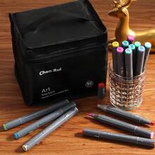 Chen Rui 80/120 Colors Dual Tip Art Art Markers Brush & Chisel Permanent Marker Pens With Base Perfect For Artist Adults Anime Coloring Sketching Illustrations And Card Making Gift For Christmas And New Year Back To School- Refillable - 套裝 - 查看 6