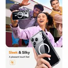 Magnetic For IPhone 17 Pro Max Case(6.9"), Upgraded [Full Camera Protection] [Compatible With Magsafe] [Translucent Matte] Shockproof Protective Phone Case, Orange - Clear - View 6